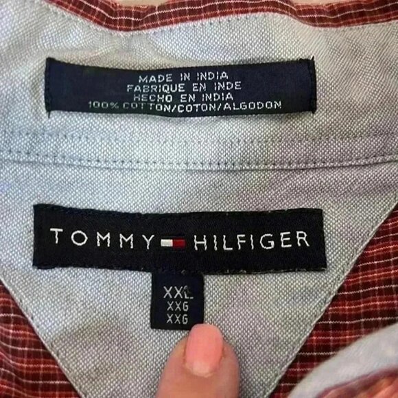 MENS TOMMY HILFIGER DRESS SHIRT PLAID LONG‎ SLEEVE BUTTON DOWN COLLAR SIZE XXL - Picture 4 of 6